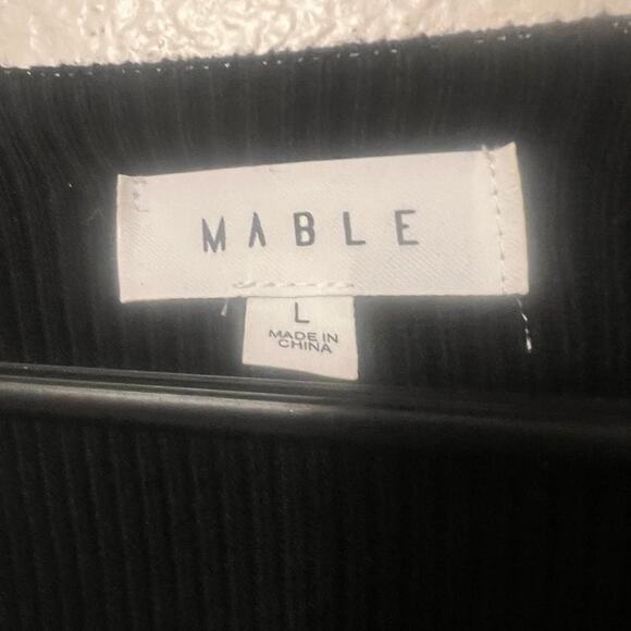 MABLE Ribbed Mini Black Sweater Dress Size L Sweetheart Neckline Party Bodycon - Picture 5 of 7